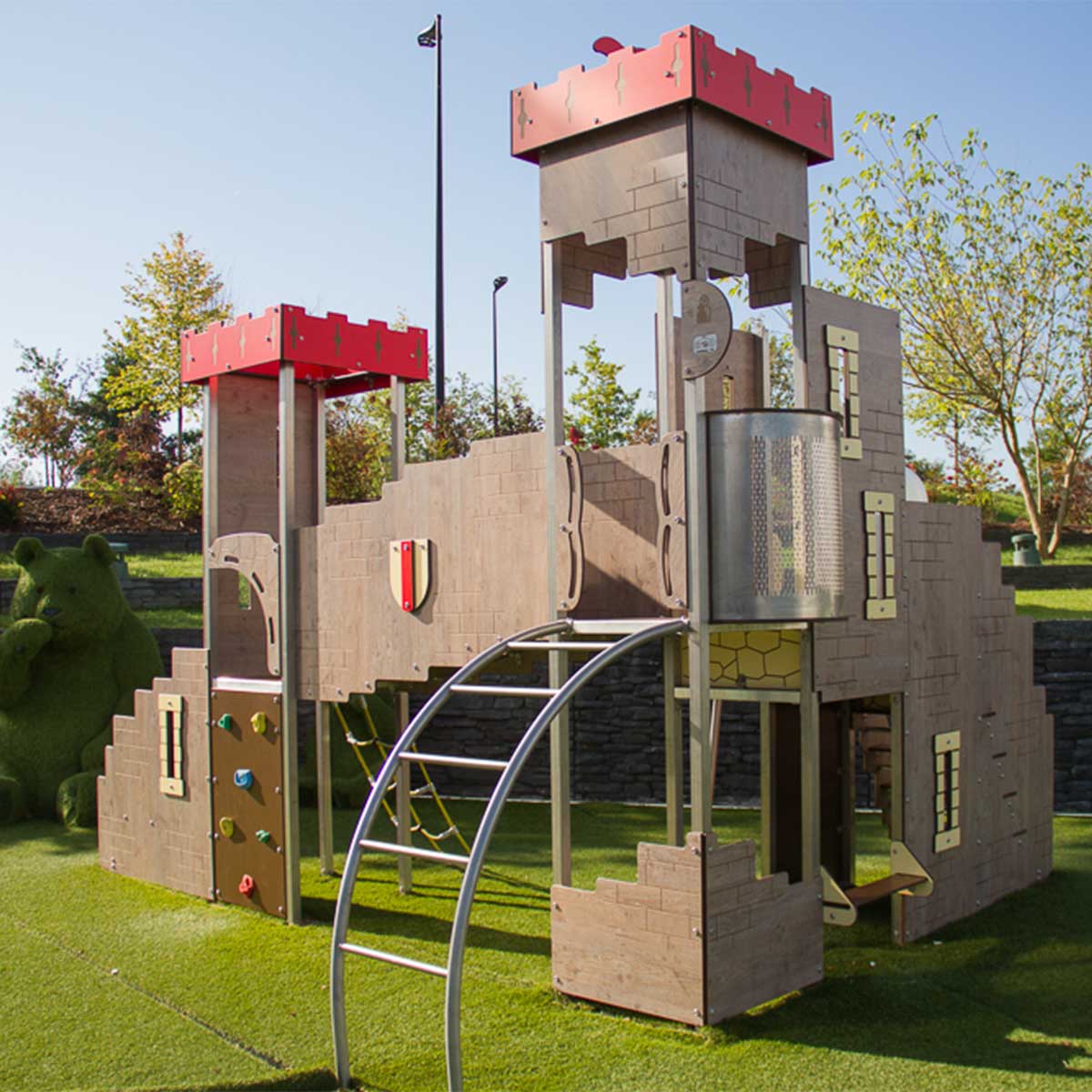 Castle-themed play structure in a shopping mall 